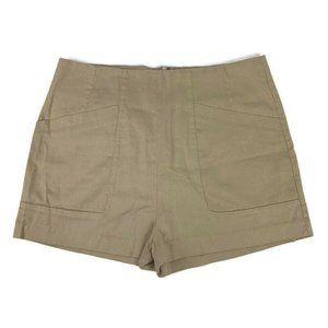 LUSH Large Tan Flat Front Shorts Back Zipper Mini